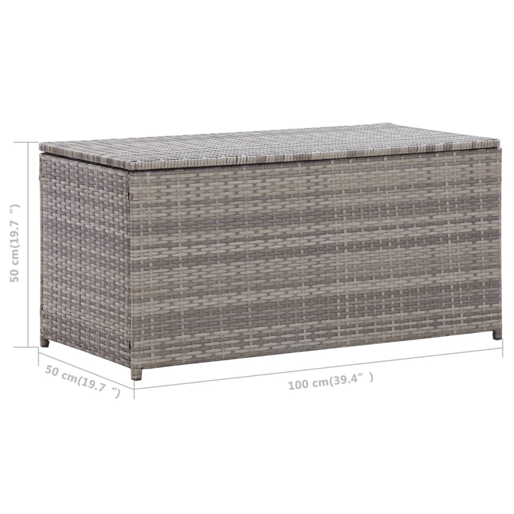 Baule da Giardino in Polyrattan 100x50x50 cm Grigio 46473