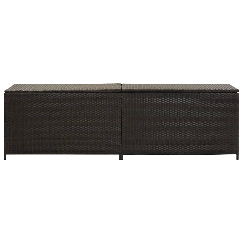 Baule da Giardino in Polyrattan 200x50x60 cm Marrone 46475