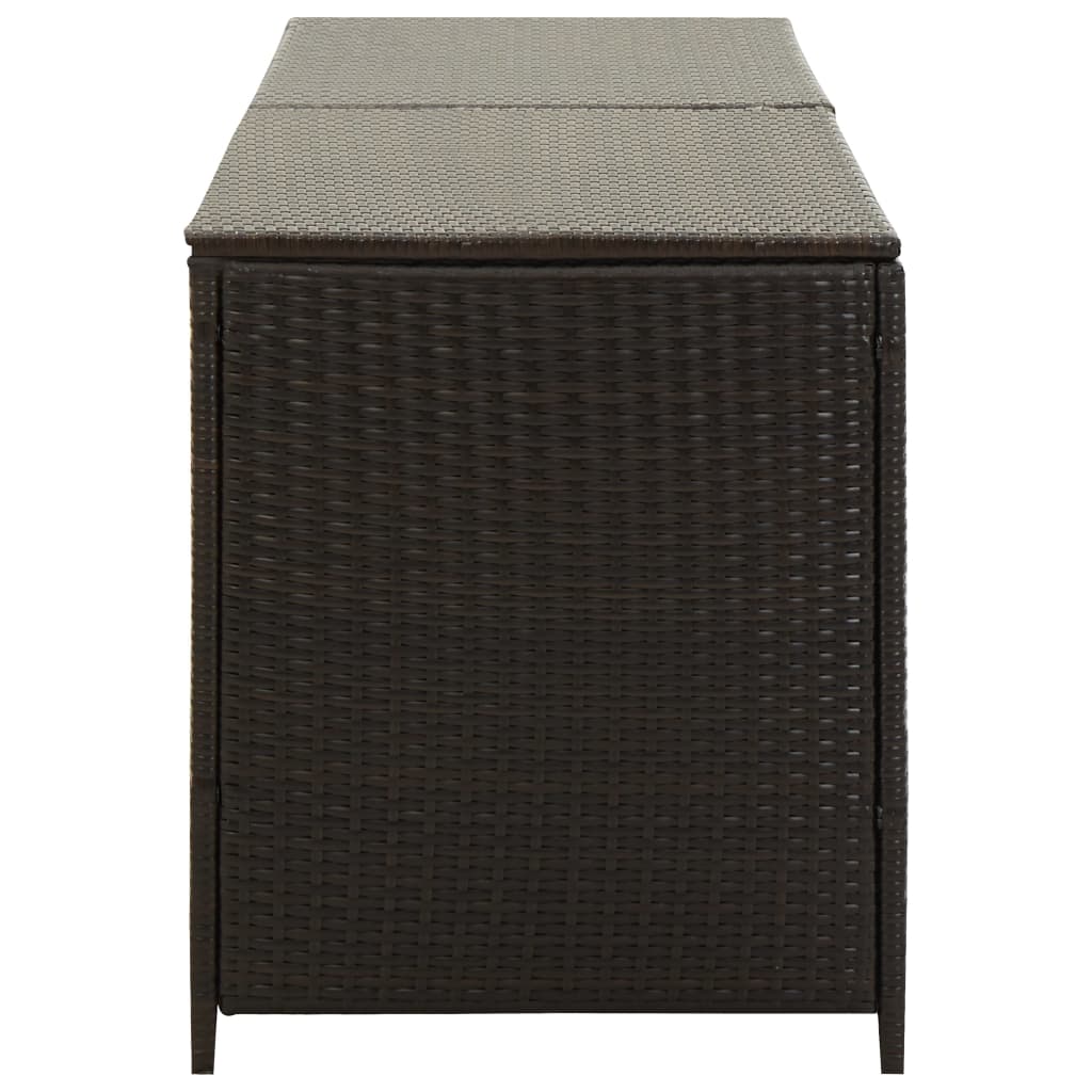 Baule da Giardino in Polyrattan 200x50x60 cm Marrone 46475