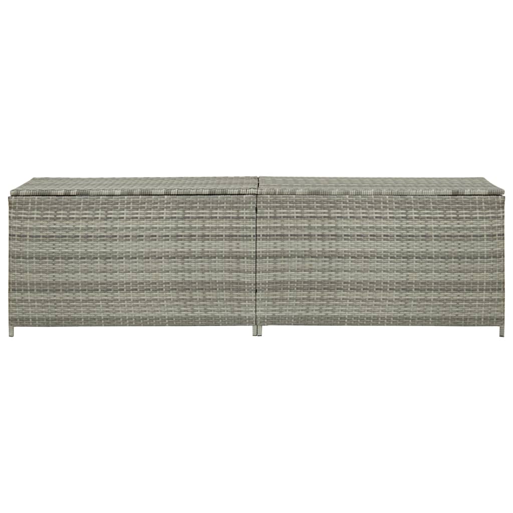 Baule da Giardino in Polyrattan 200x50x60 cm Grigio 46476