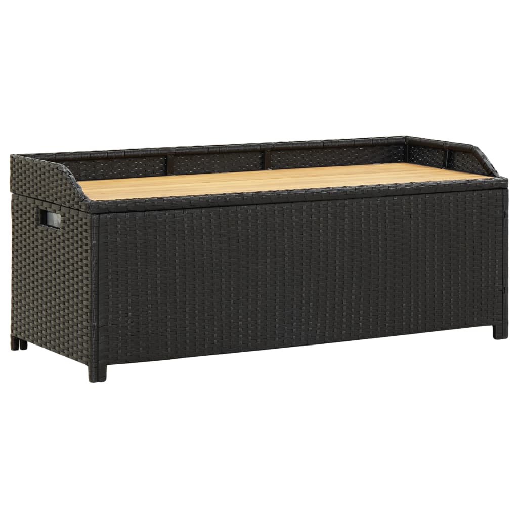 Panca da Giardino con Vano Portaoggetti 120 cm Polyrattan Nera 46480