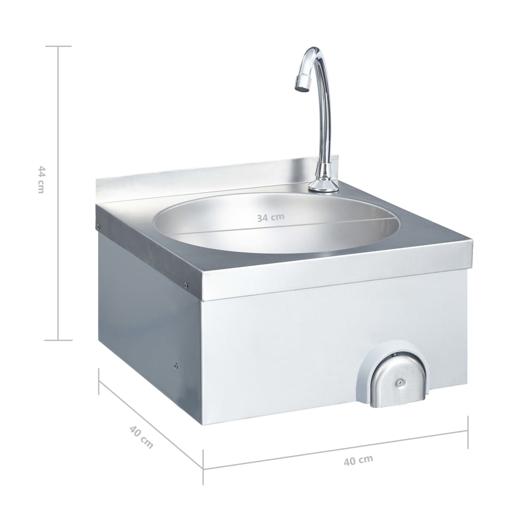 Lavandino con Rubinetto e Dispenser Sapone in Acciaio Inox cod mxl 48364