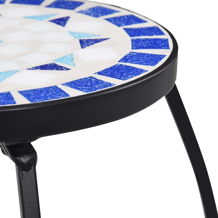 Tavolini con Mosaico 3 pz Blu e Bianco in Ceramica cod mxl 68048