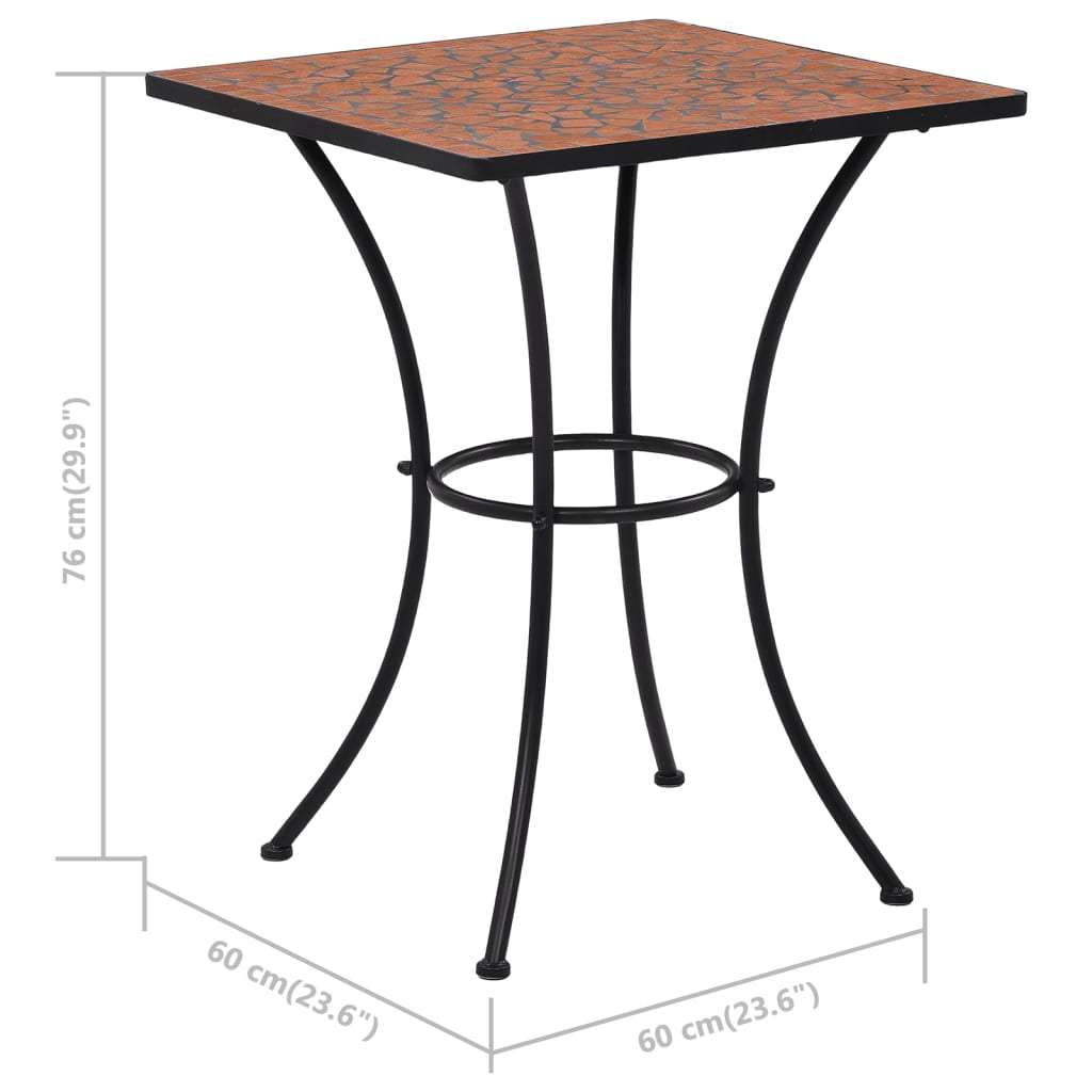 Tavolino da Bistrot con Mosaico Terracotta 60 cm in Ceramica cod mxl 34223