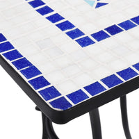 Tavolino da Bistrot con Mosaico Blu e Bianco 60 cm in Ceramica cod mxl 53901