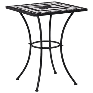 Tavolino da Bistrot con Mosaico Nero e Bianco 60 cm in Ceramica cod mxl 34540