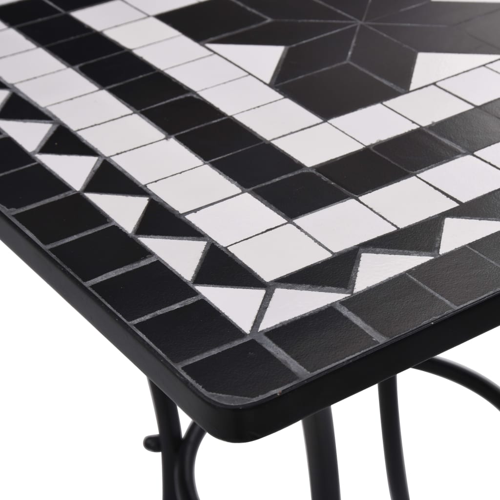 Tavolino da Bistrot con Mosaico Nero e Bianco 60 cm in Ceramica cod mxl 34540