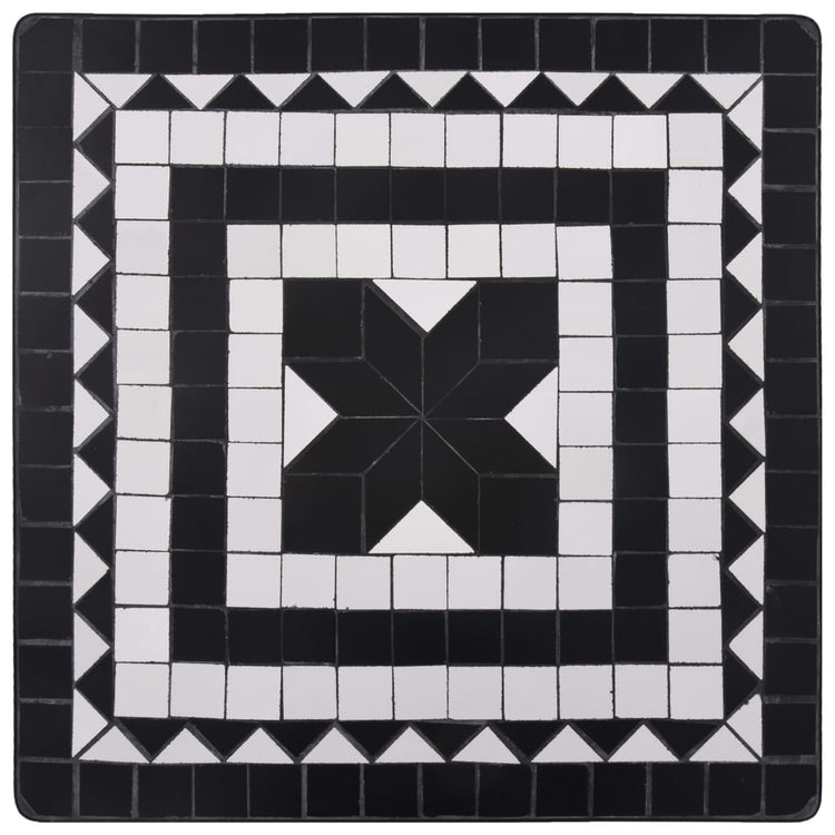 Tavolino da Bistrot con Mosaico Nero e Bianco 60 cm in Ceramica cod mxl 34540