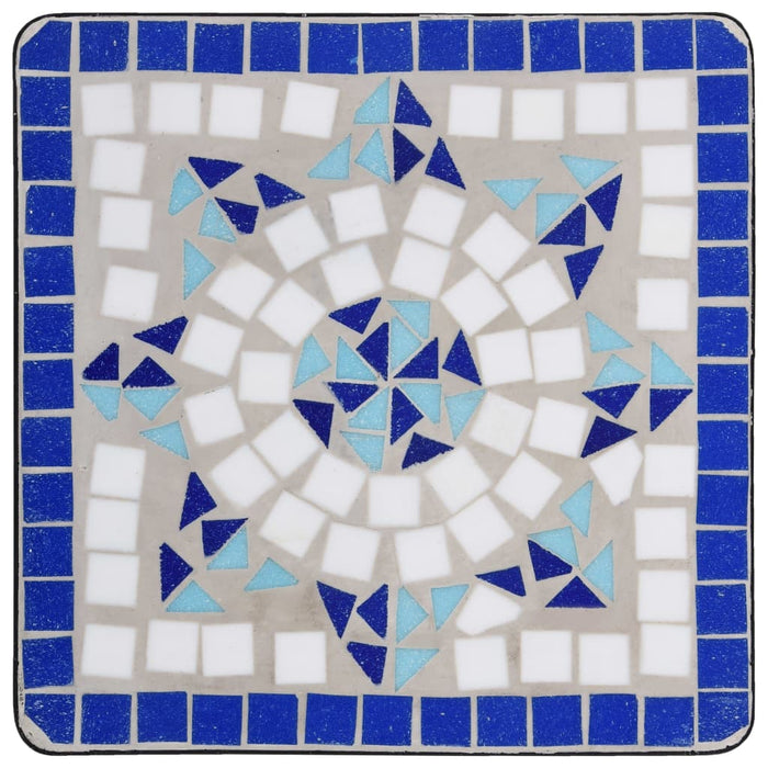 Tavolino di Servizio con Mosaico Blu e Bianco in Ceramica cod mxl 61020