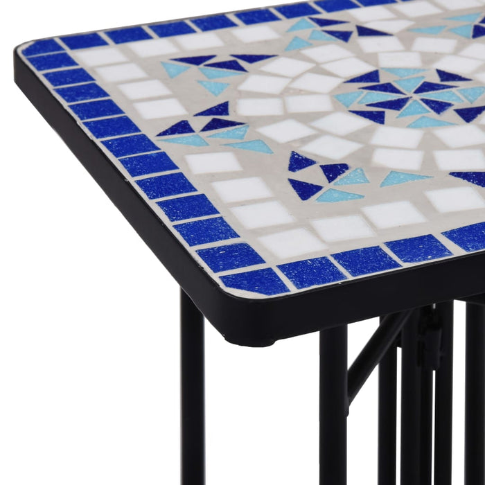 Tavolino di Servizio con Mosaico Blu e Bianco in Ceramica cod mxl 61020