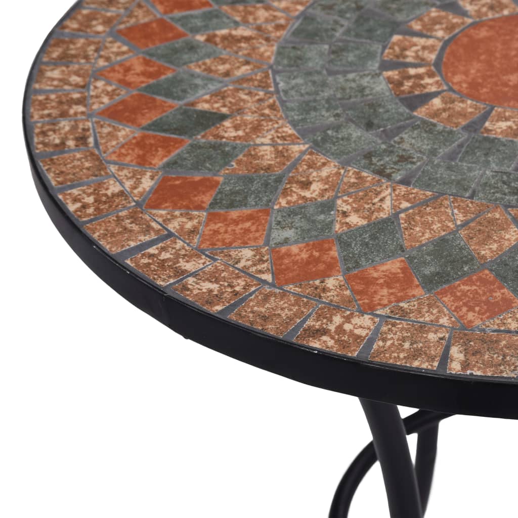 Tavolino da Bistrot con Mosaico Arancio/Grigio 60cm in Ceramica cod mxl 51756