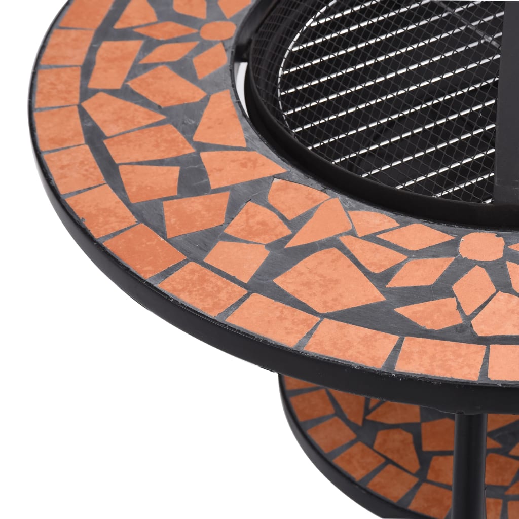 Tavolo con Braciere a Mosaico Terracotta 68cm in Ceramica cod mxl 67905