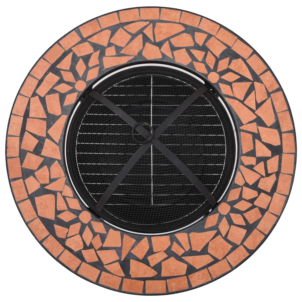 Tavolo con Braciere a Mosaico Terracotta 68cm in Ceramica cod mxl 67905