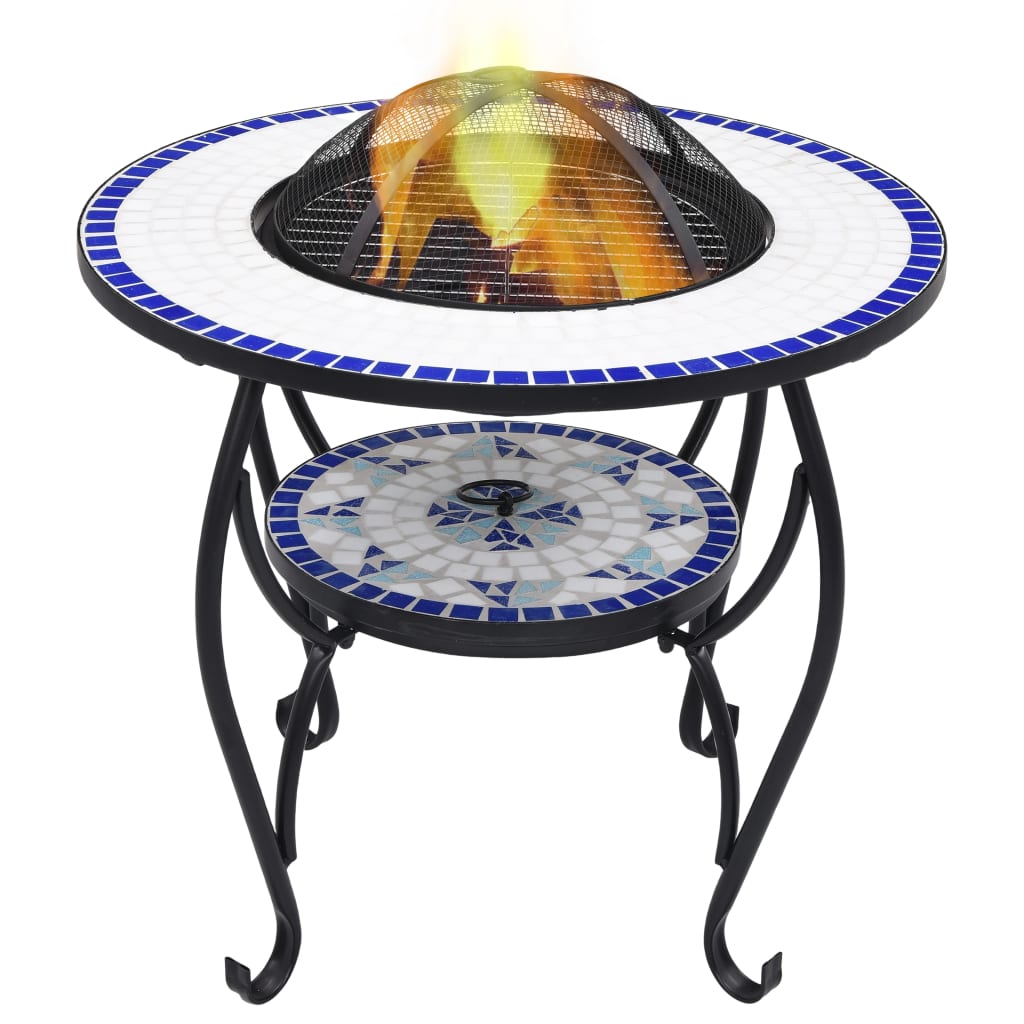 Tavolo con Braciere a Mosaico Blu e Bianco 68cm in Ceramica cod mxl 65004