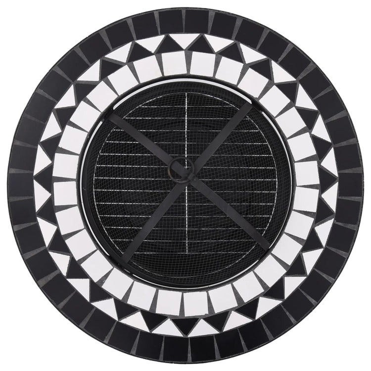 Tavolo con Braciere a Mosaico Nero e Bianco 68cm in Ceramica cod mxl 69923