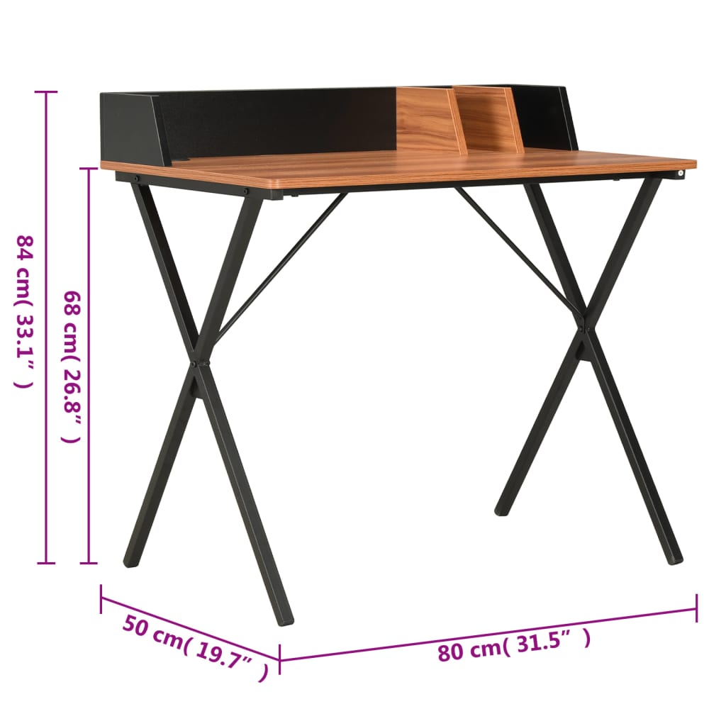 Scrivania Nera e Marrone 80x50x84 cm 20274