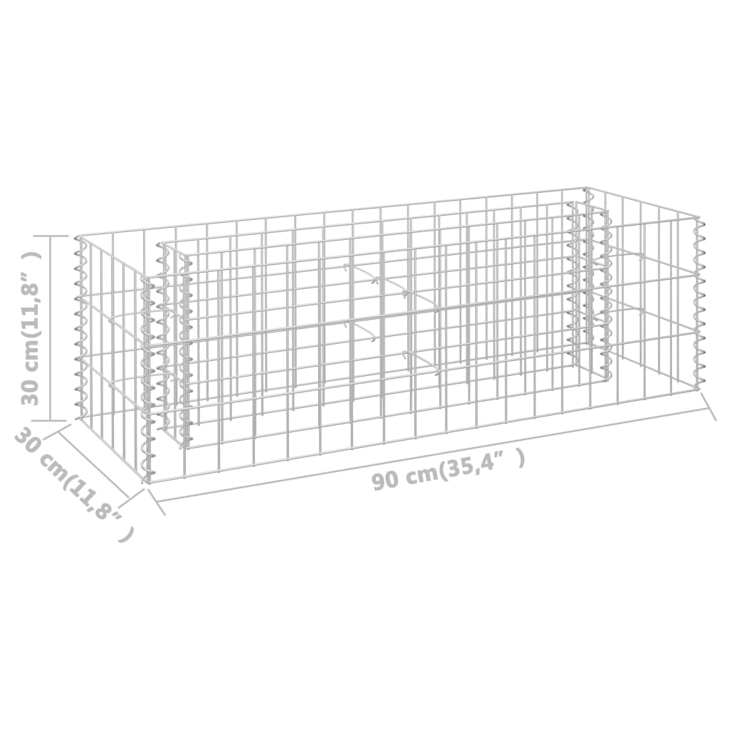 Gabbione Letto Rialzato in Acciaio Zincato 90x30x30 cm cod mxl 49935