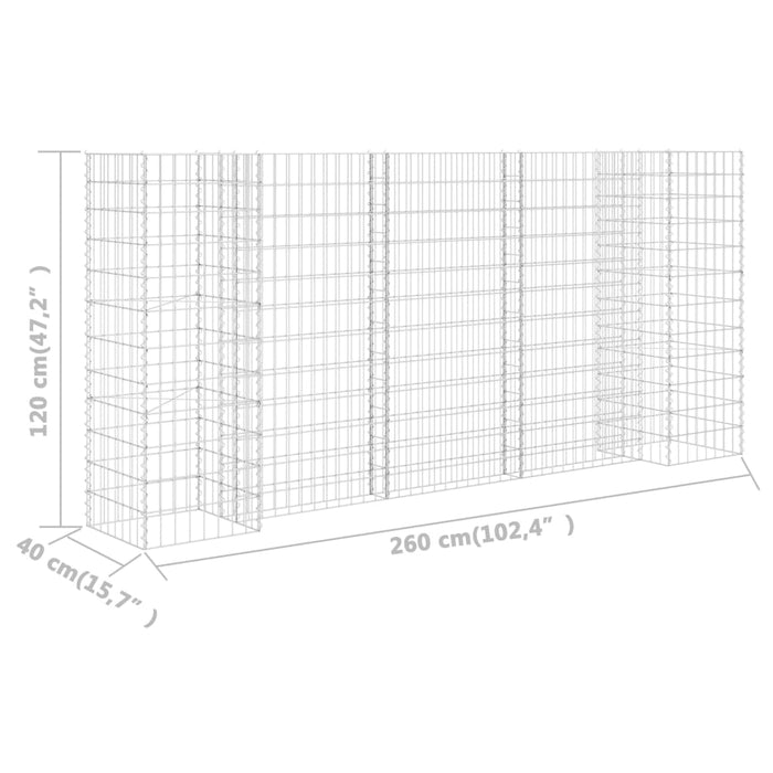 Gabbione Fioriera ad "H" in Filo di Acciaio 260x40x120 cm cod mxl 66947