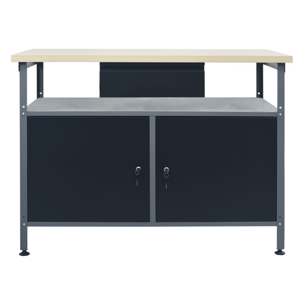 Banco da Lavoro Nero 120x60x85 cm in Acciaio cod mxl 8184