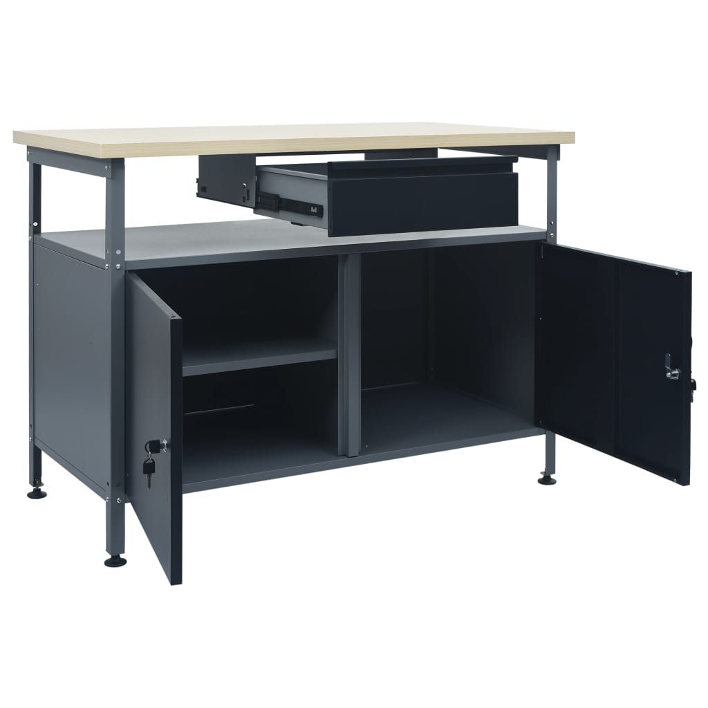 Banco da Lavoro Nero 120x60x85 cm in Acciaio cod mxl 8184