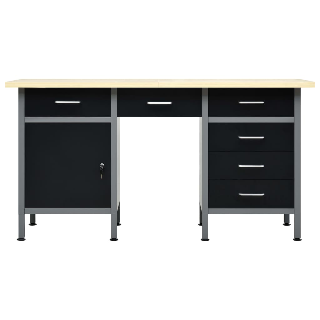 Banco da Lavoro Nero 160x60x85 cm in Acciaio cod mxl 53539