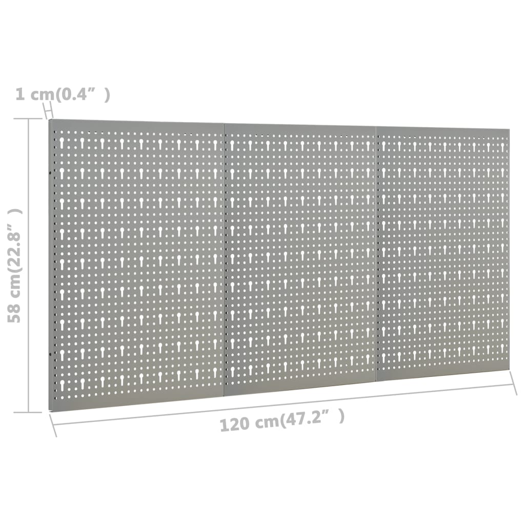 Pannelli per Utensili a Parete 3 pz 40x58 cm Acciaio cod mxl 73743