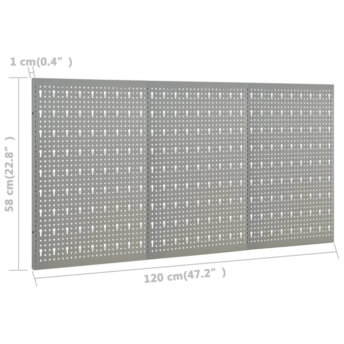 Pannelli per Utensili a Parete 3 pz 40x58 cm Acciaio 145349