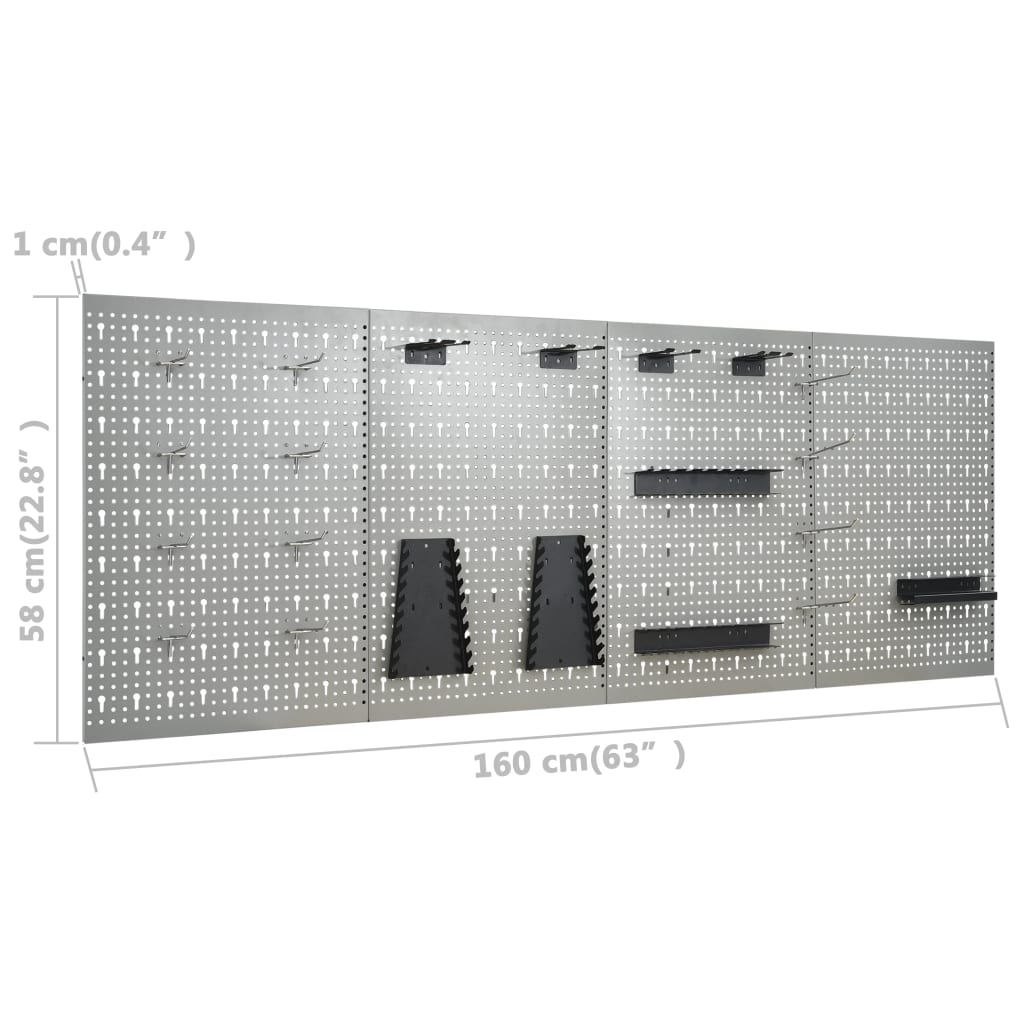 Pannelli per Utensili a Parete 4 pz 40x58 cm Acciaio 145352