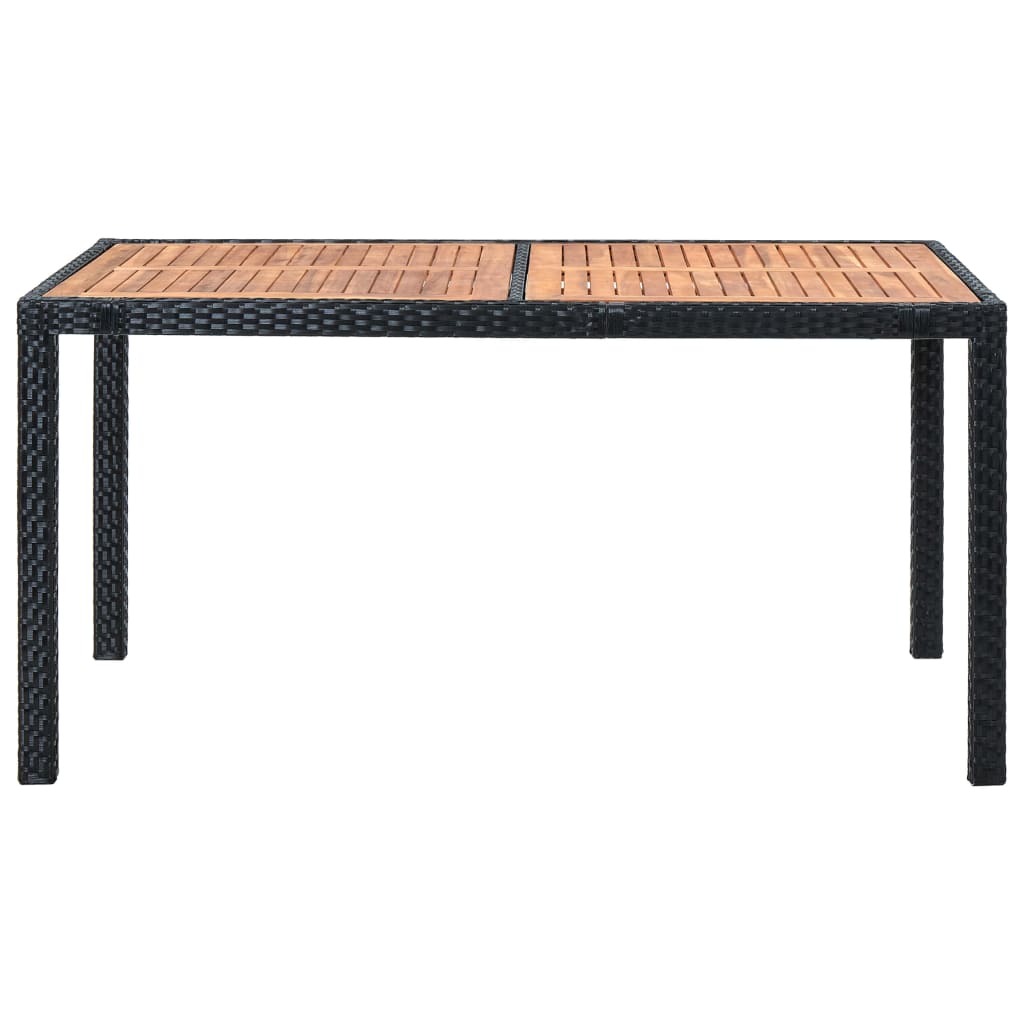 Set da Pranzo da Giardino 7 pz in Polyrattan e Acacia Nero cod mxl 35378