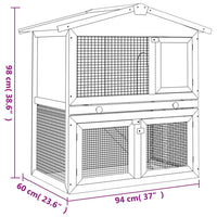 Conigliera per Esterni con 3 Porte Grigia in Legno cod mxl 53543