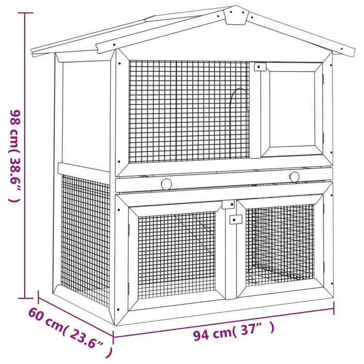 Conigliera per Esterni con 3 Porte Grigia in Legno cod mxl 53543