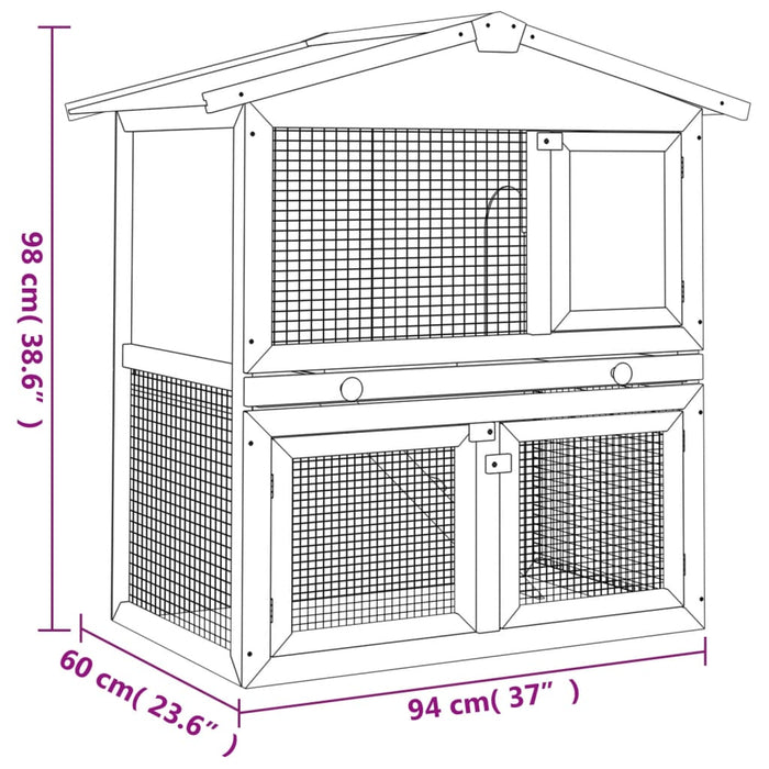 Conigliera per Esterni con 3 Porte Marrone in Legno cod mxl 52824