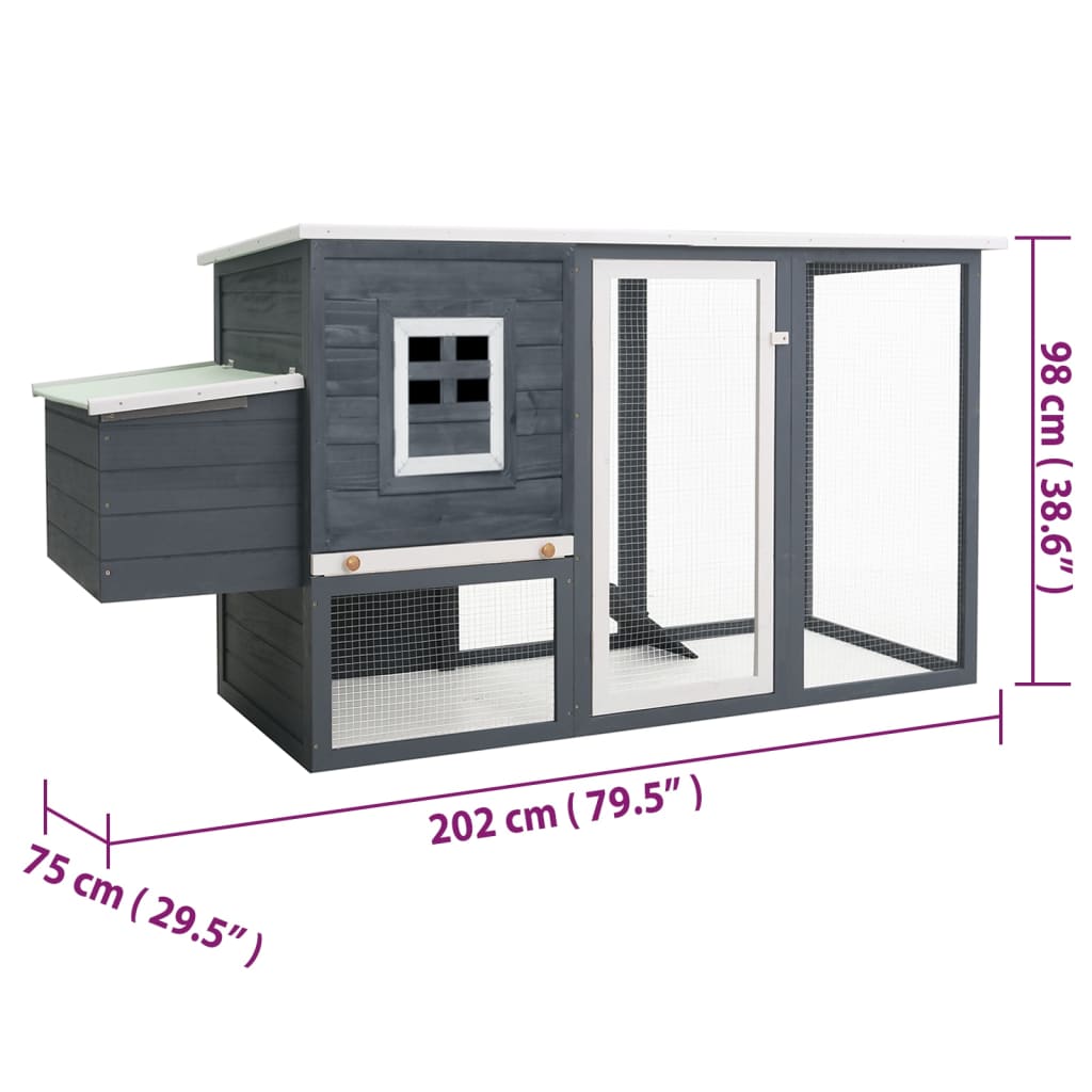 Pollaio all'Aperto con 1 Casetta di Cova Grigio in Legno  cod mxl 53183