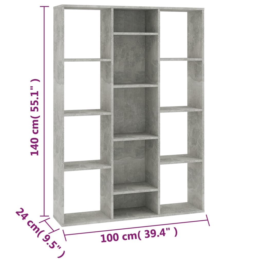 Libreria/Divisorio Grigio Cemento 100x24x140 cm in Multistrato cod mxl 66344