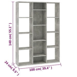 Libreria/Divisorio Grigio Cemento 100x24x140 cm in Multistrato cod mxl 66344