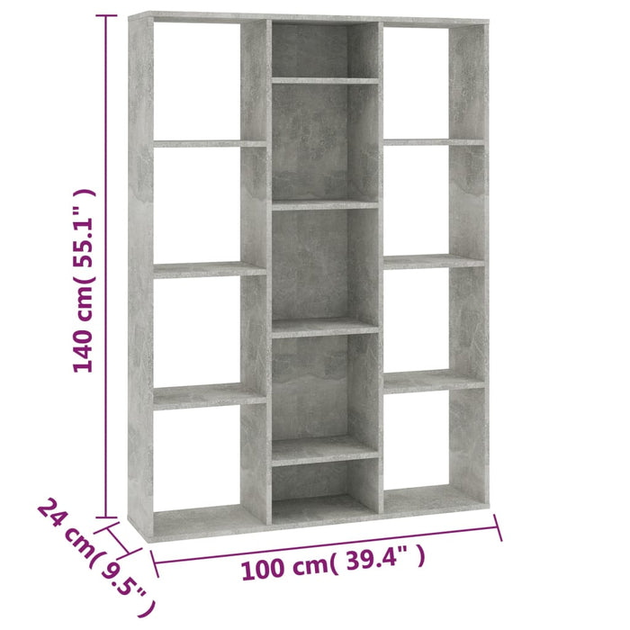 Libreria/Divisorio Grigio Cemento 100x24x140 cm in Multistrato 800445