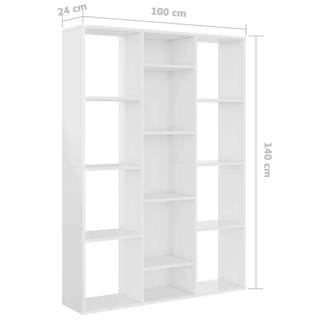 Libreria/Divisorio Bianco Lucido 100x24x140 cm in Truciolato cod mxl 60188