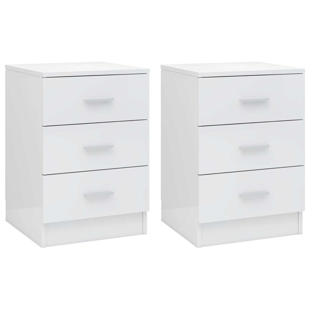 Comodini 2 pz Bianco Lucido 38x35x56 cm in Truciolato 800463