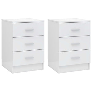 Comodini 2 pz Bianco Lucido 38x35x56 cm in Truciolato 800463