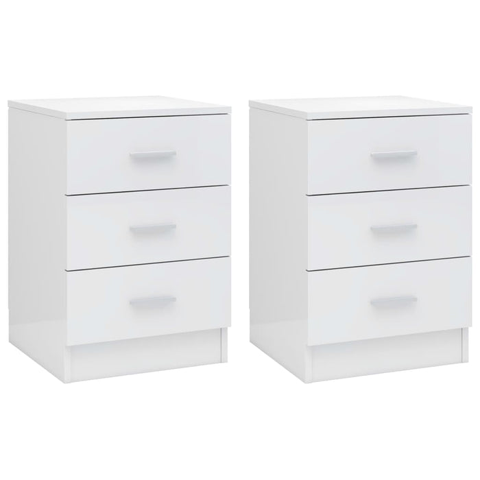 Comodini 2 pz Bianco Lucido 38x35x56 cm in Truciolato 800463