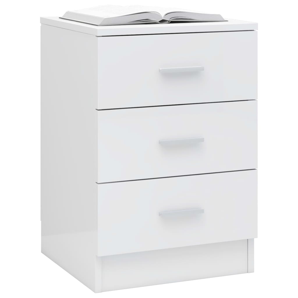 Comodini 2 pz Bianco Lucido 38x35x56 cm in Truciolato 800463