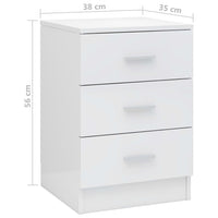 Comodini 2 pz Bianco Lucido 38x35x56 cm in Truciolato 800463