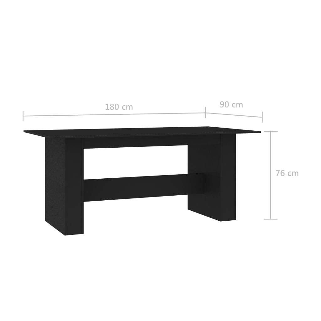 Tavolo da Pranzo Nero 180x90x76 cm in Legno Multistrato 800469