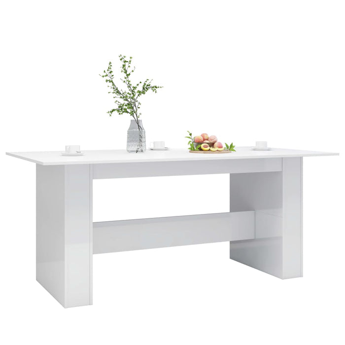 Tavolo da Pranzo Bianco Lucido 180x90x76 cm Legno Multistrato 800474