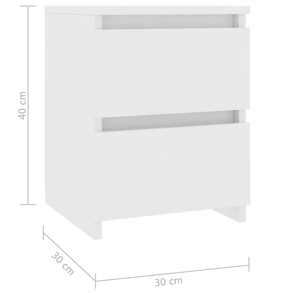 Comodino Bianco 30x30x40 cm Legno Ingegnerizzato 800513