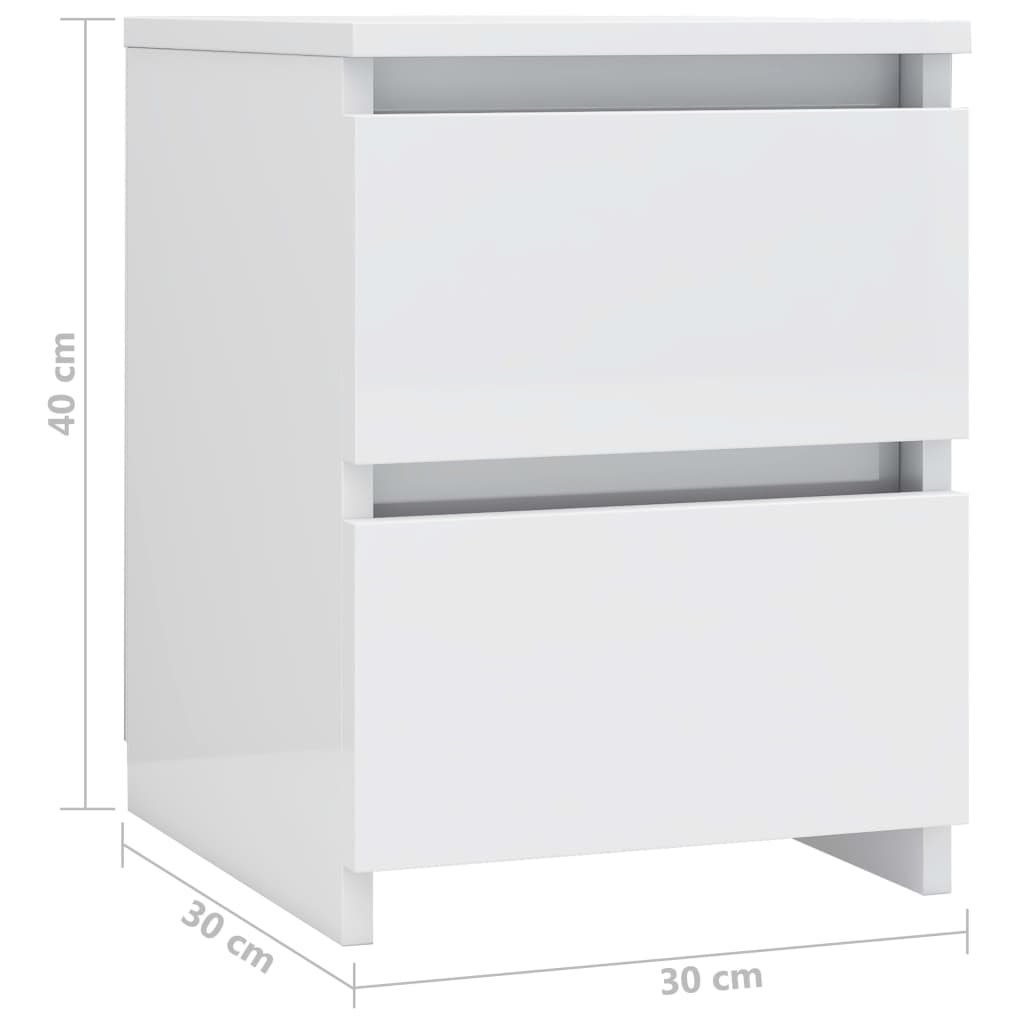 Comodino Bianco Lucido 30x30x40 cm in Truciolato cod mxl 54449