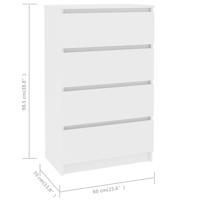 Credenza Bianca 60x35x98,5 cm in Legno Multistrato 800531