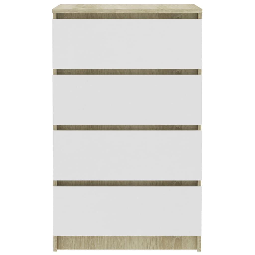 Credenza Bianca e Sonoma 60x35x98,5 cm in Legno Multistrato 800536