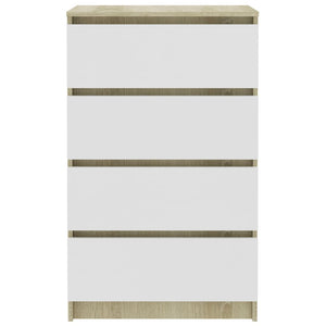 Credenza Bianca e Sonoma 60x35x98,5 cm in Legno Multistrato 800536