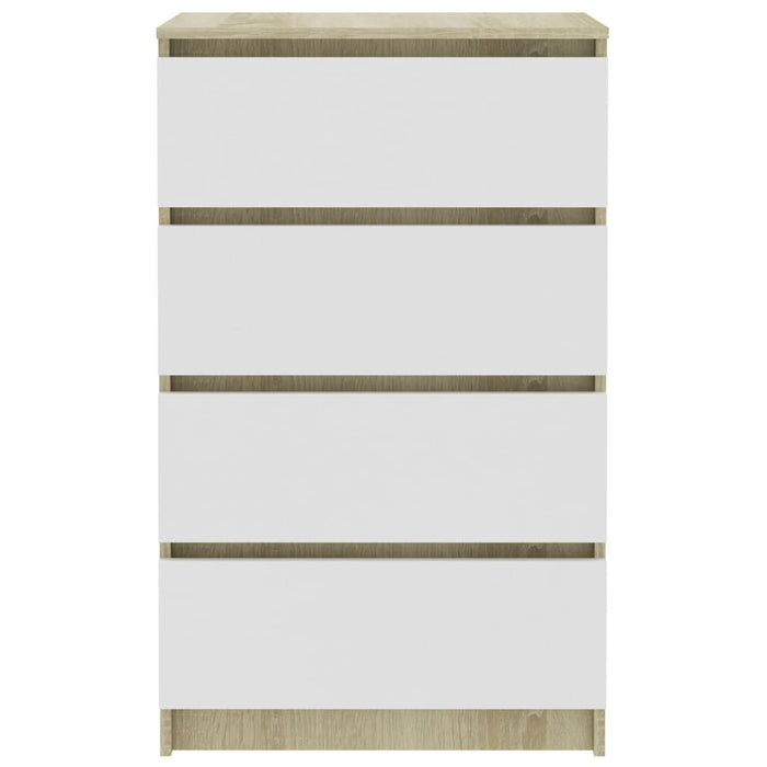 Credenza Bianca e Sonoma 60x35x98,5 cm in Legno Multistrato 800536